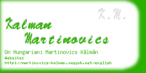 kalman martinovics business card